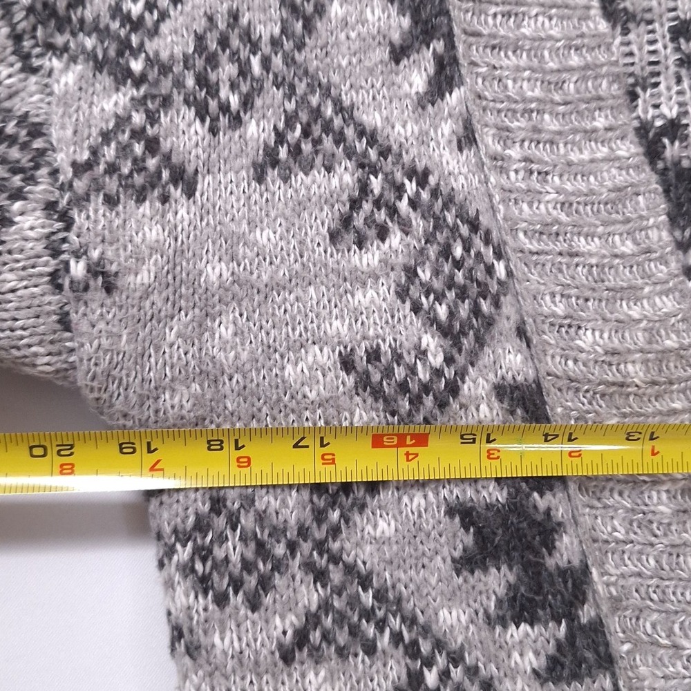 Mossimo Geometric Fair Isle Cardigan Sweater Women M Open Front Knit Gray Boho - Picture 10 of 11
